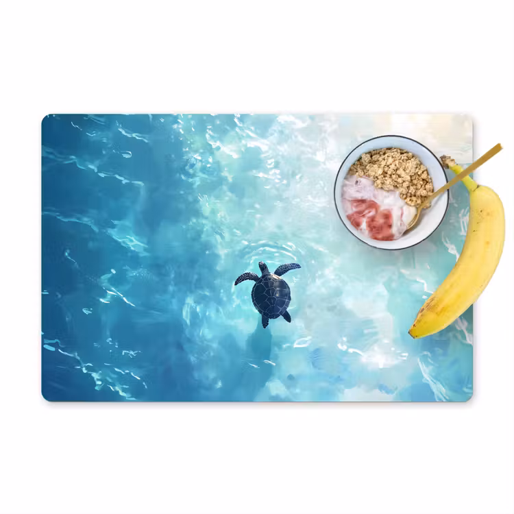 Placemat - 6 stuks - Schildpad - Zee - Blauw - Schittering — 1
