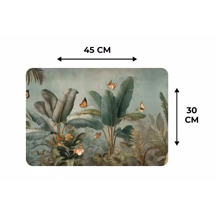 Placemat - 6 stuks - Tropisch bladerdek - Vlinders - groen - Bruin — 3