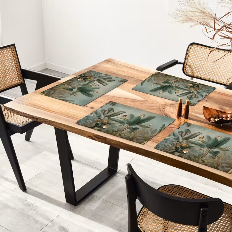 Placemat - 6 stuks - Tropisch bladerdek - Vlinders - groen - Bruin — 5