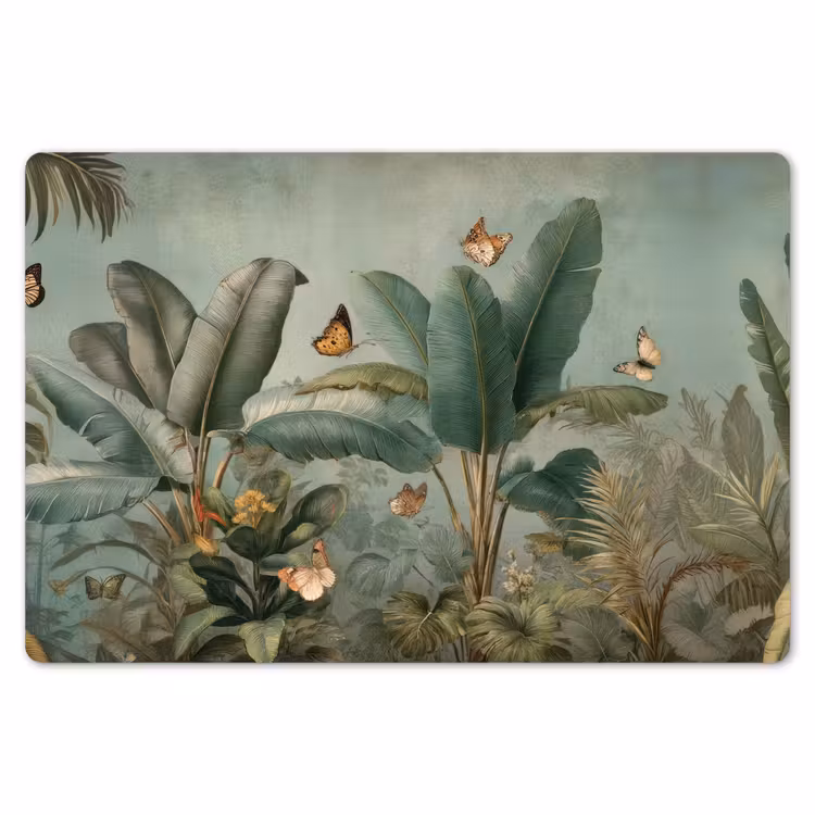 Placemat - 6 stuks - Tropisch bladerdek - Vlinders - groen - Bruin — 7
