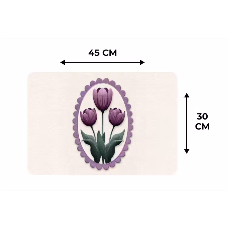 Placemat - 6 stuks - Tulpen - Paars - Lijst - Bladeren — 3