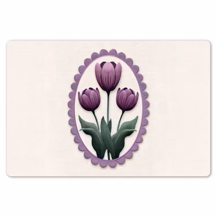 Placemat - 6 stuks - Tulpen - Paars - Lijst - Bladeren — 7