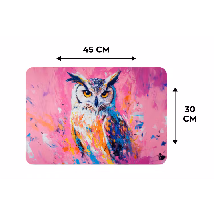 Placemat - 6 stuks - Uil - Roze - Blauw - Verf - Abstract — 3