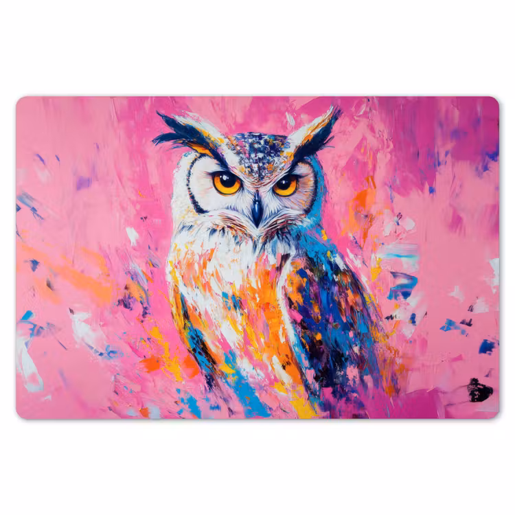 Placemat - 6 stuks - Uil - Roze - Blauw - Verf - Abstract — 7