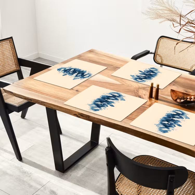 Placemat - 6 stuks - Vissen - Minimalistisch - Blauw — 5