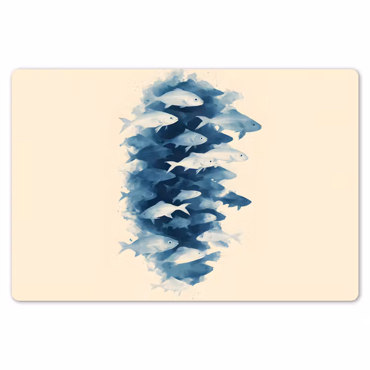 Placemat - 6 stuks - Vissen - Minimalistisch - Blauw — 7