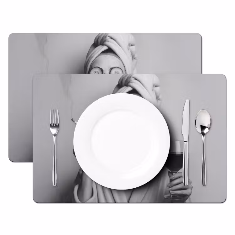 Placemat - 6 stuks - Vrouw - Masker - Wijn - Sigaret — 2
