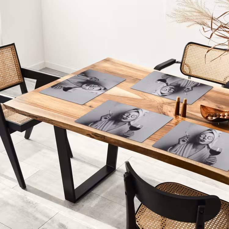 Placemat - 6 stuks - Vrouw - Masker - Wijn - Sigaret — 5