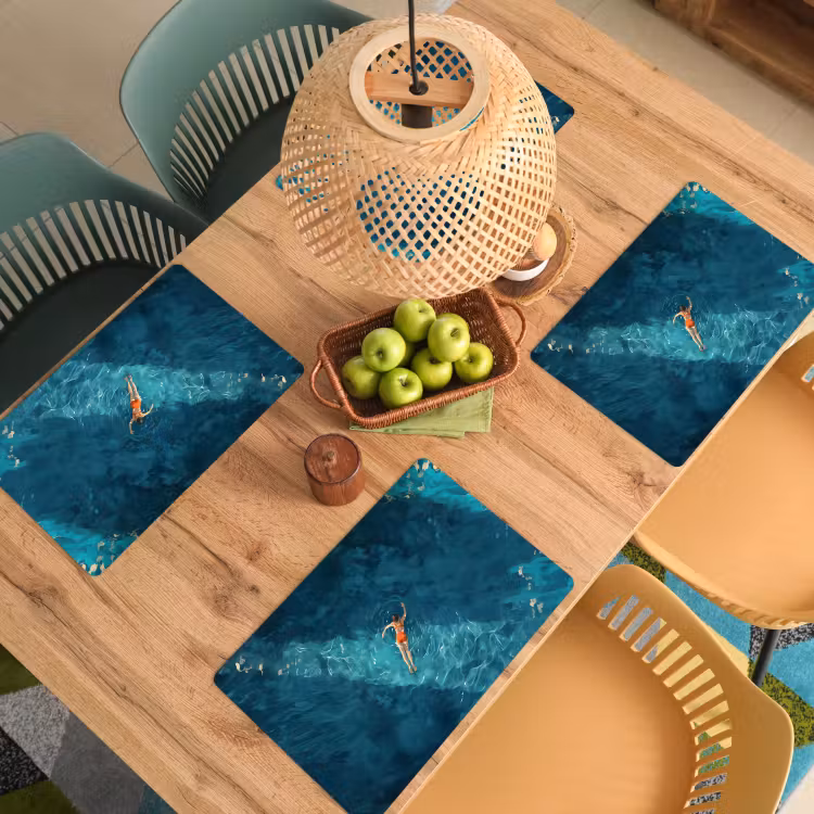 Placemat - 6 stuks - Vrouw - Water - Bikini - Oranje — 6