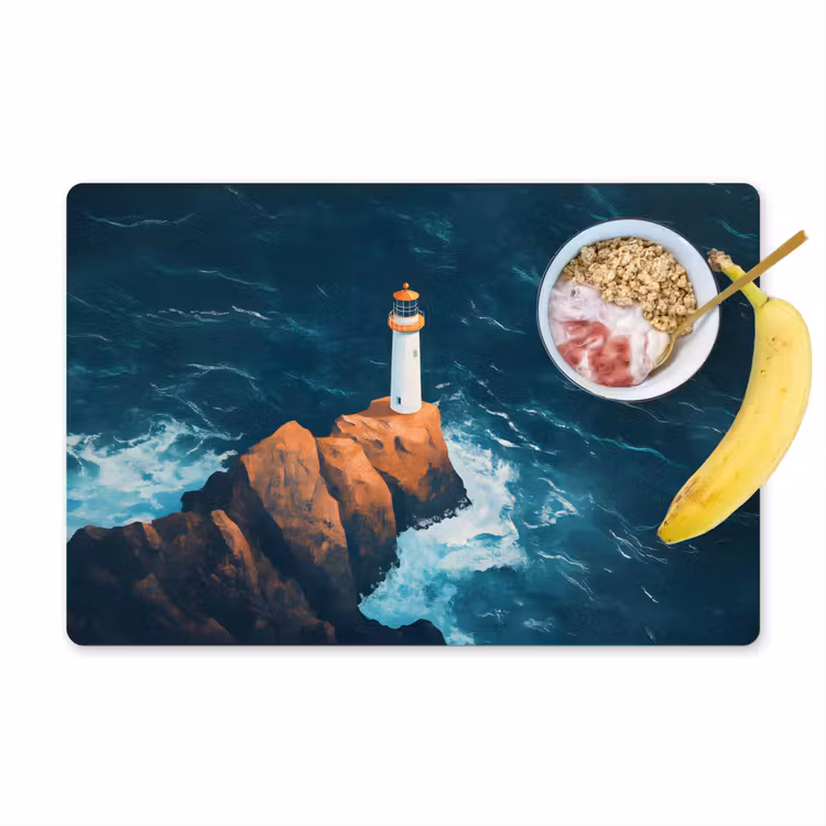 Placemat - 6 stuks - Vuurtoren - Rots - Zee - Golven — 1