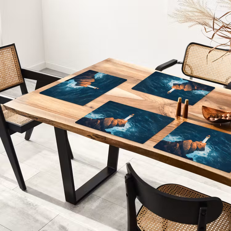 Placemat - 6 stuks - Vuurtoren - Rots - Zee - Golven — 5
