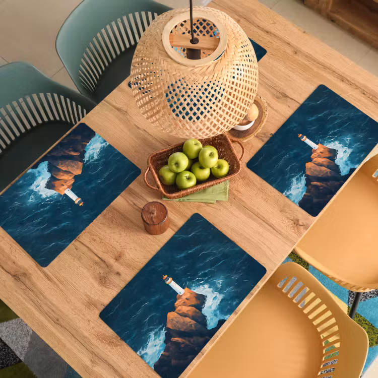 Placemat - 6 stuks - Vuurtoren - Rots - Zee - Golven — 6