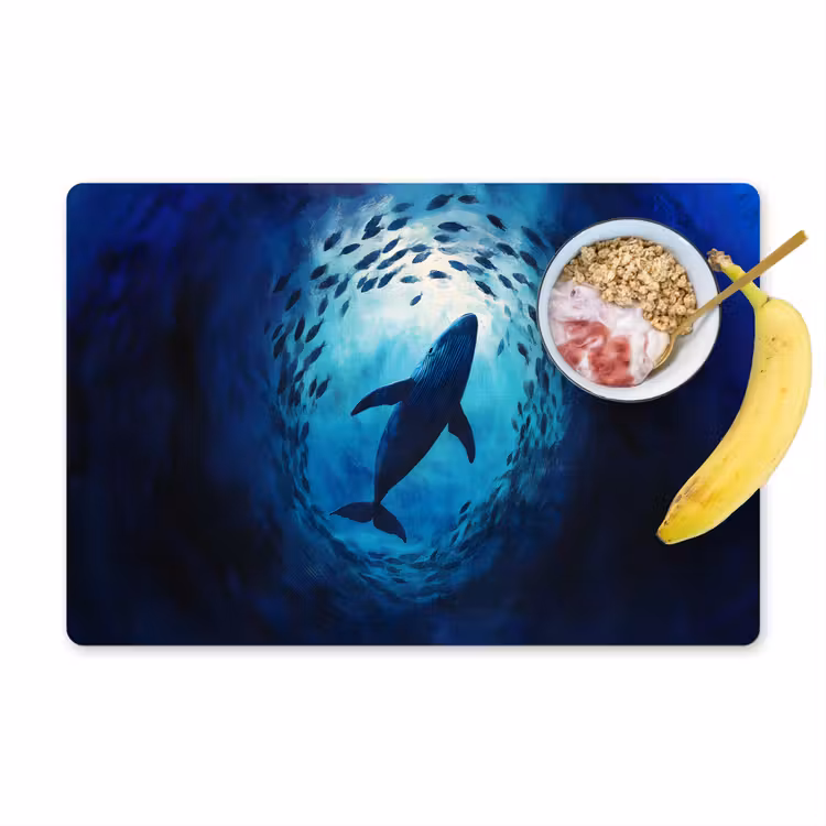 Placemat - 6 stuks - Walvis - Vissen - Donkerblauw — 1
