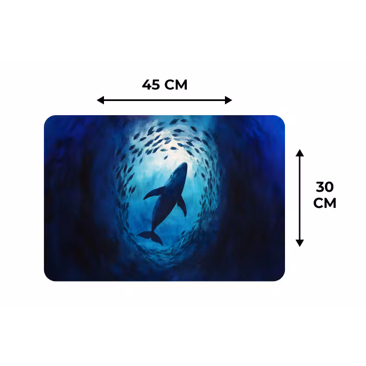 Placemat - 6 stuks - Walvis - Vissen - Donkerblauw — 3