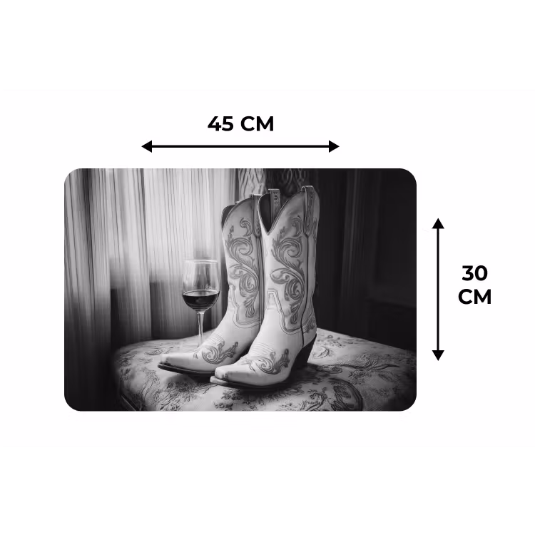 Placemat - 6 stuks - Wijn - Cowboylaarzen - Raamlicht - Wit — 3