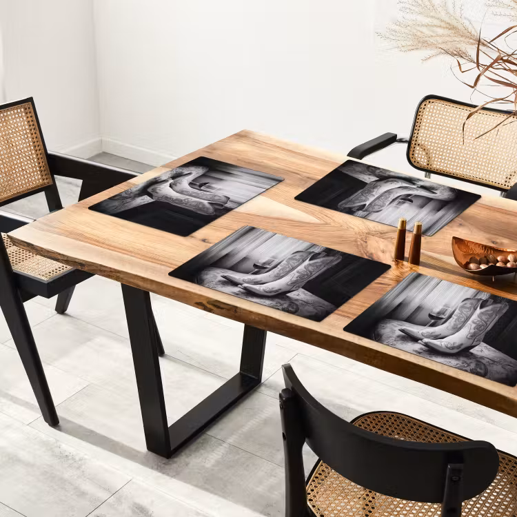 Placemat - 6 stuks - Wijn - Cowboylaarzen - Raamlicht - Wit — 5
