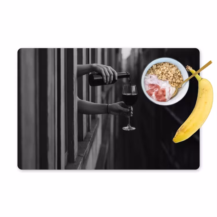Placemat - 6 stuks - Wijnfles - Glas - Handen - Raam — 1