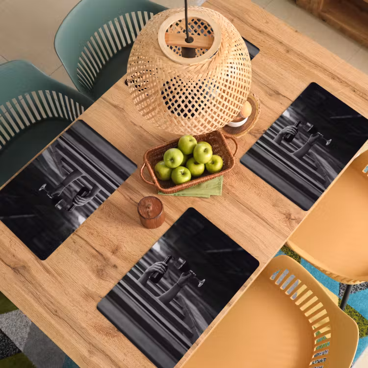 Placemat - 6 stuks - Wijnfles - Glas - Handen - Raam — 6