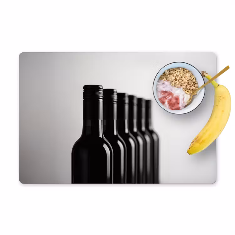 Placemat - 6 stuks - Wijnflessen - Zwart - Minimalistisch — 1