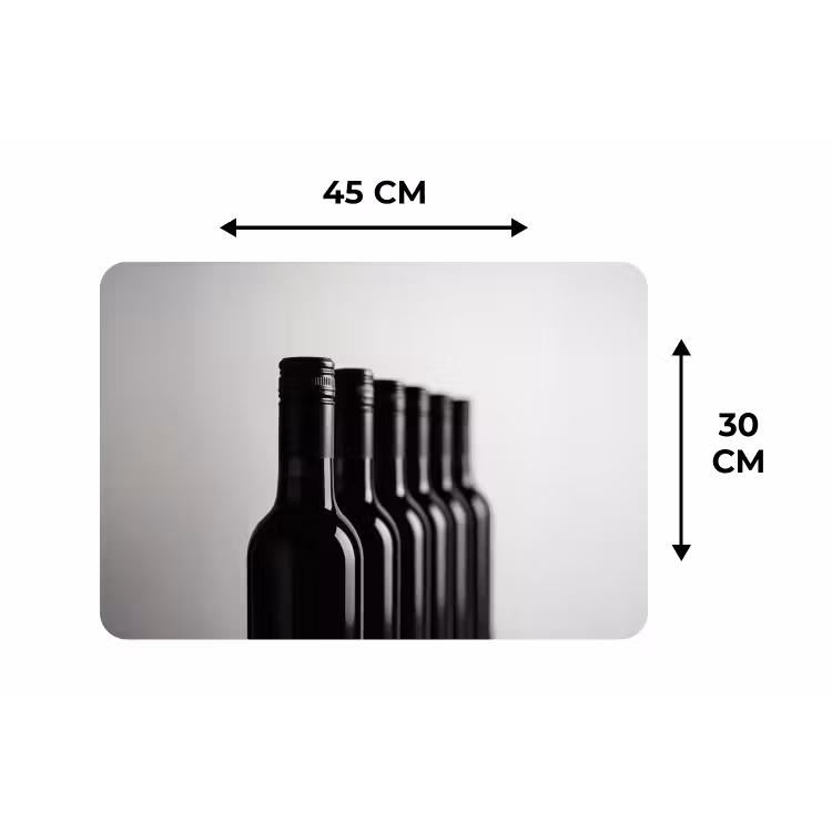 Placemat - 6 stuks - Wijnflessen - Zwart - Minimalistisch — 3