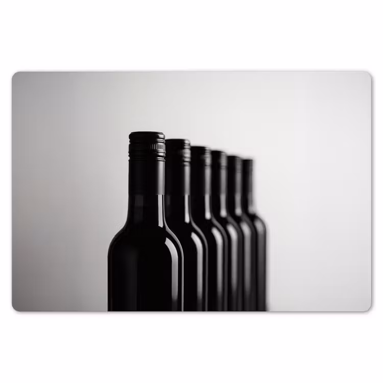 Placemat - 6 stuks - Wijnflessen - Zwart - Minimalistisch — 7