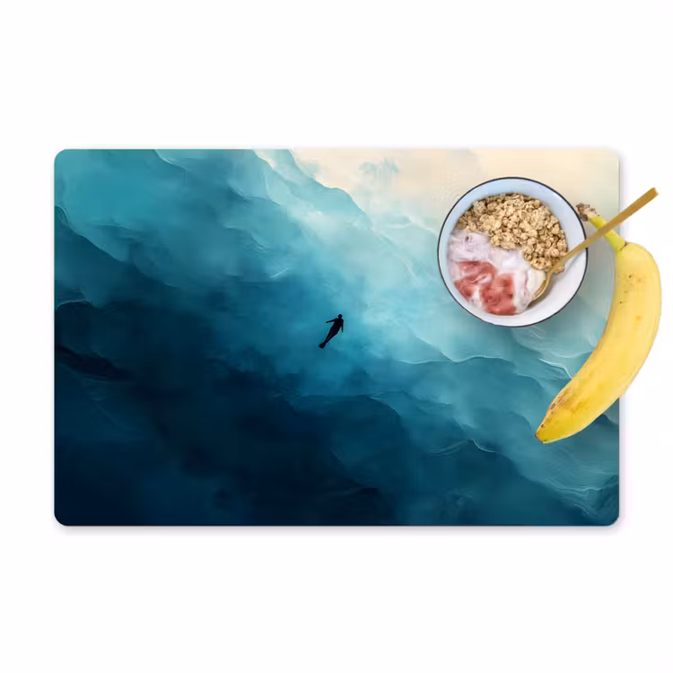 Placemat - 6 stuks - Zee - Silhouet - Abstract - Blauw — 1