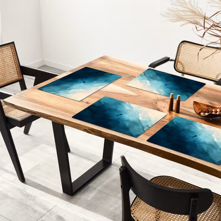 Placemat - 6 stuks - Zee - Silhouet - Abstract - Blauw — 5