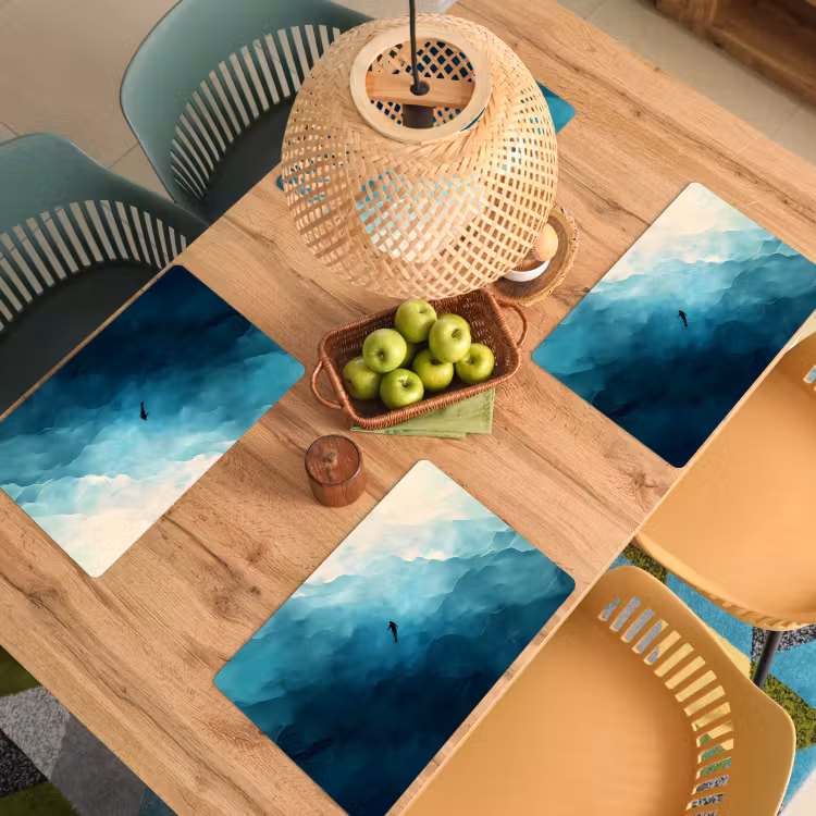 Placemat - 6 stuks - Zee - Silhouet - Abstract - Blauw — 6