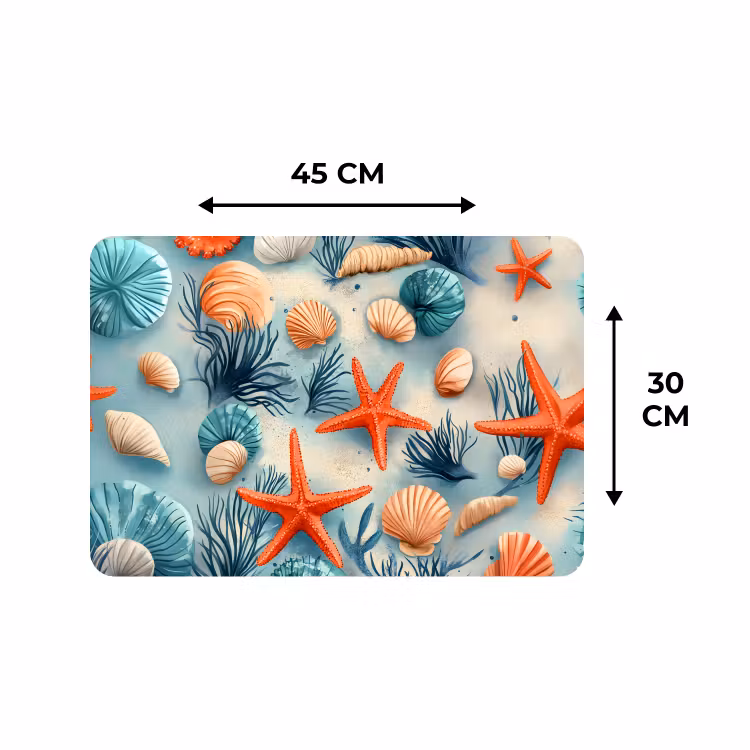 Placemat - 6 stuks - Zeesterren - Schelpen - Illustratie - Zand — 3
