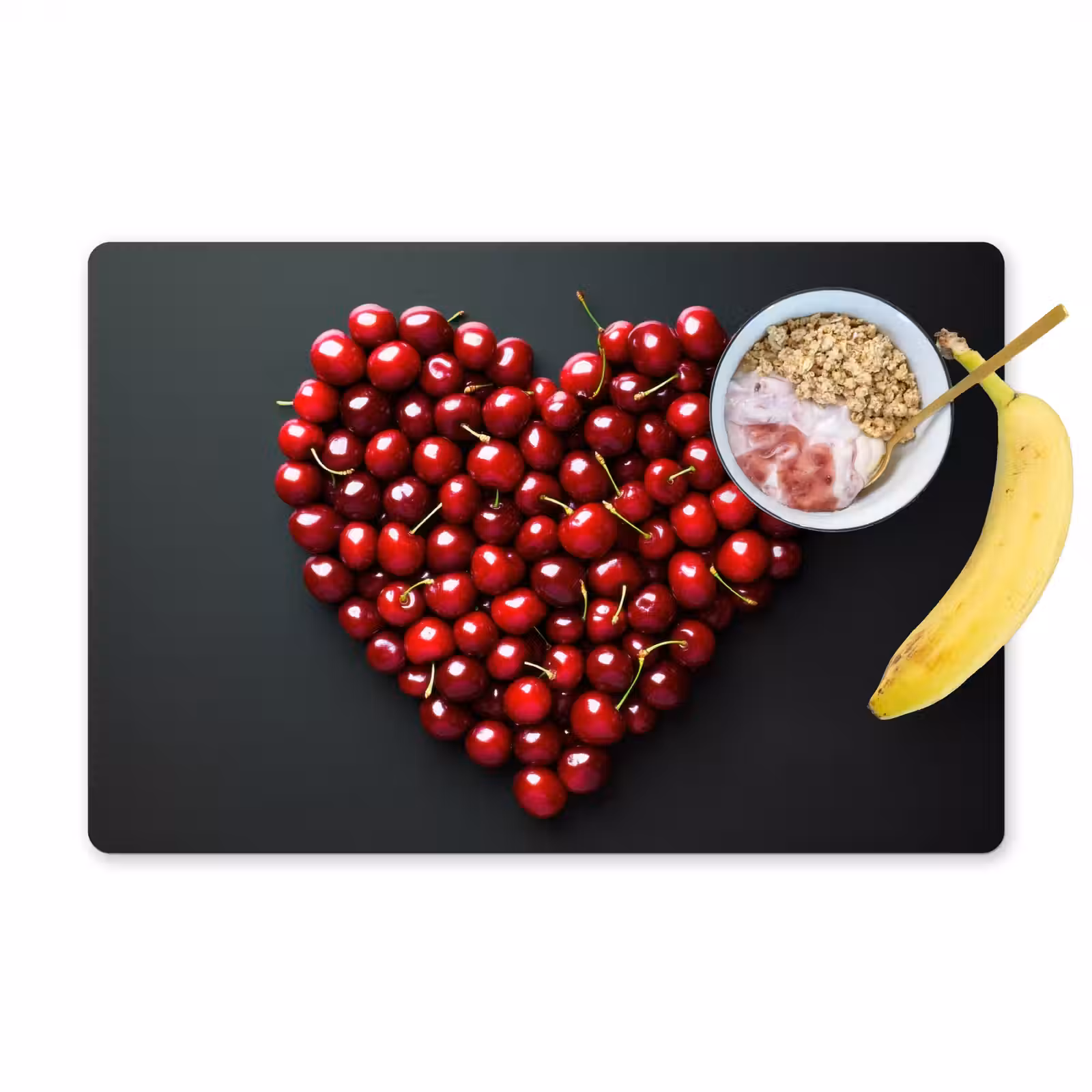 Placemat - 6 stuks - Kersen - Hart - Rood - Zwart — 1