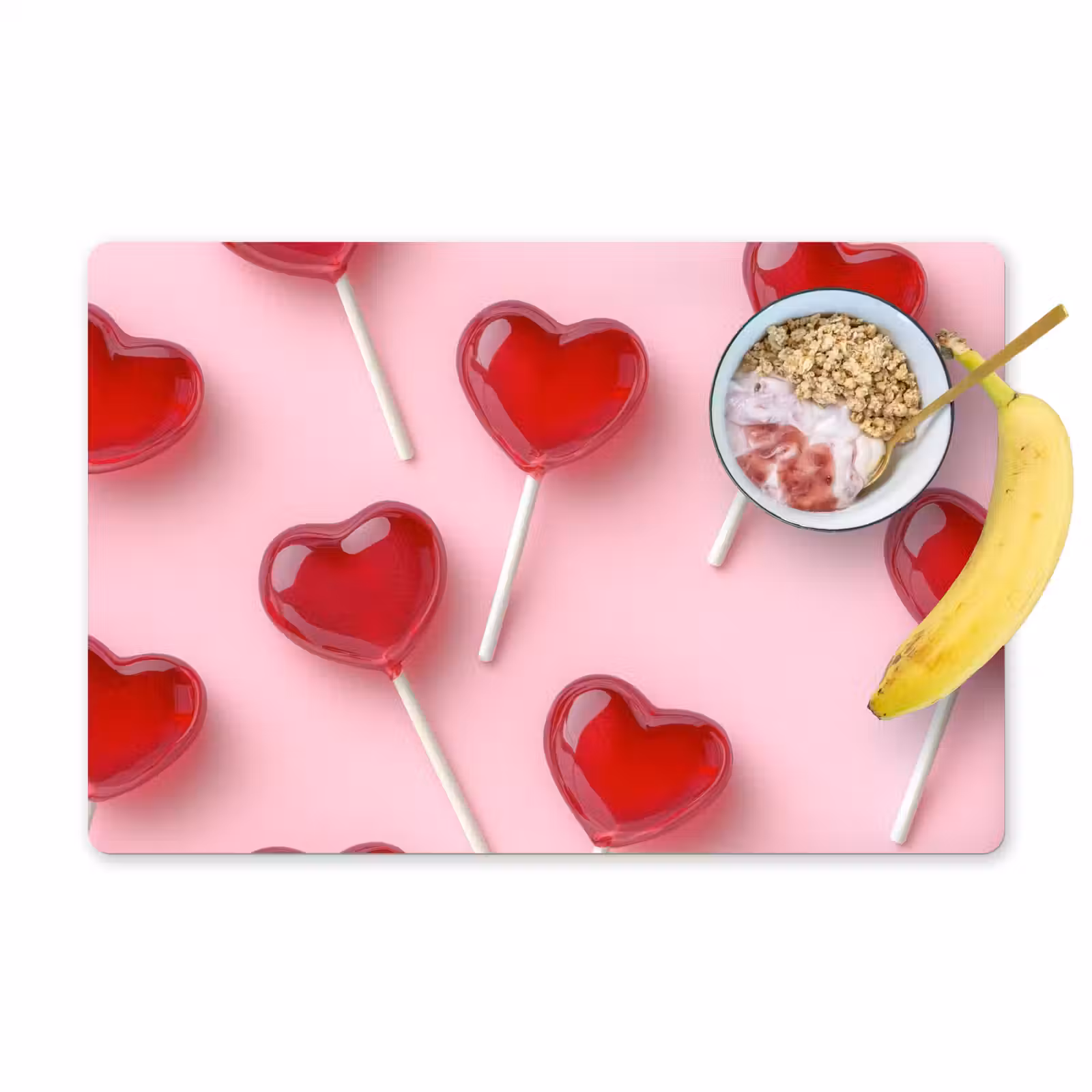 Placemat - 6 stuks - Lollies - Hartjes - Roze — 1