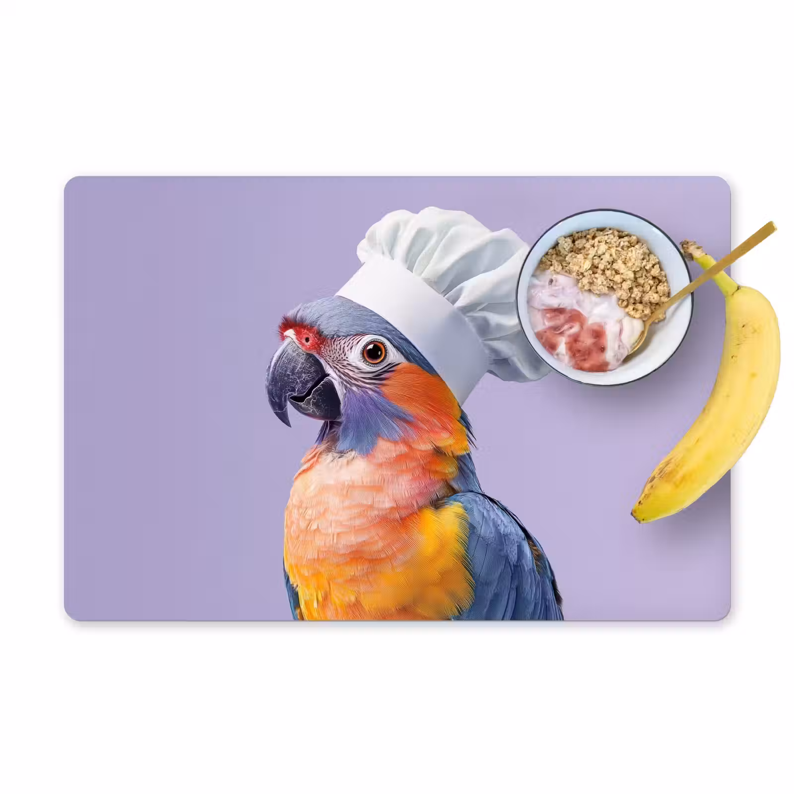 Placemat - 6 stuks - Papegaai - Koksmuts - Paars - Cute — 1