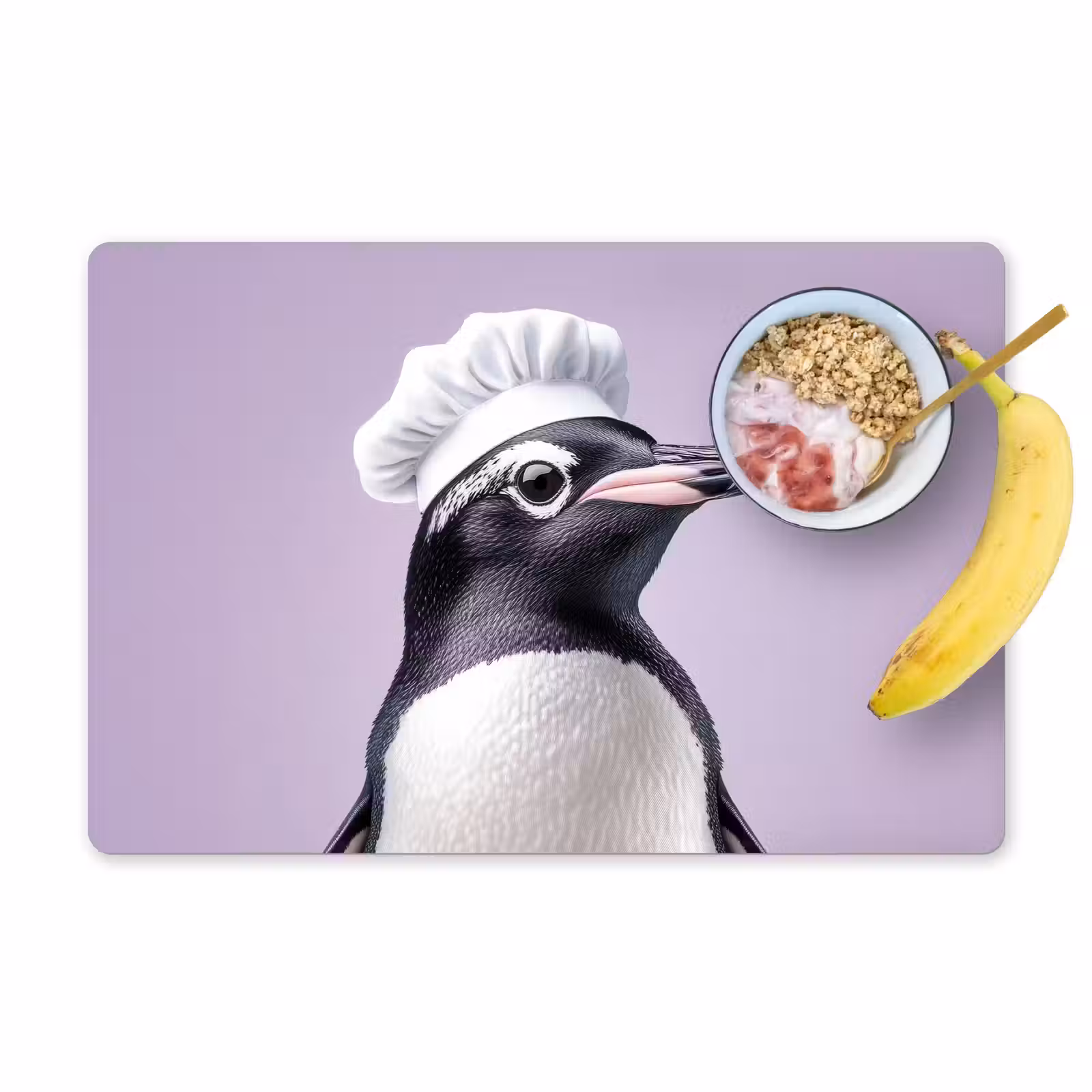 Placemat - 6 stuks - Pinguïn - Koksmuts - Lief - Paars — 1