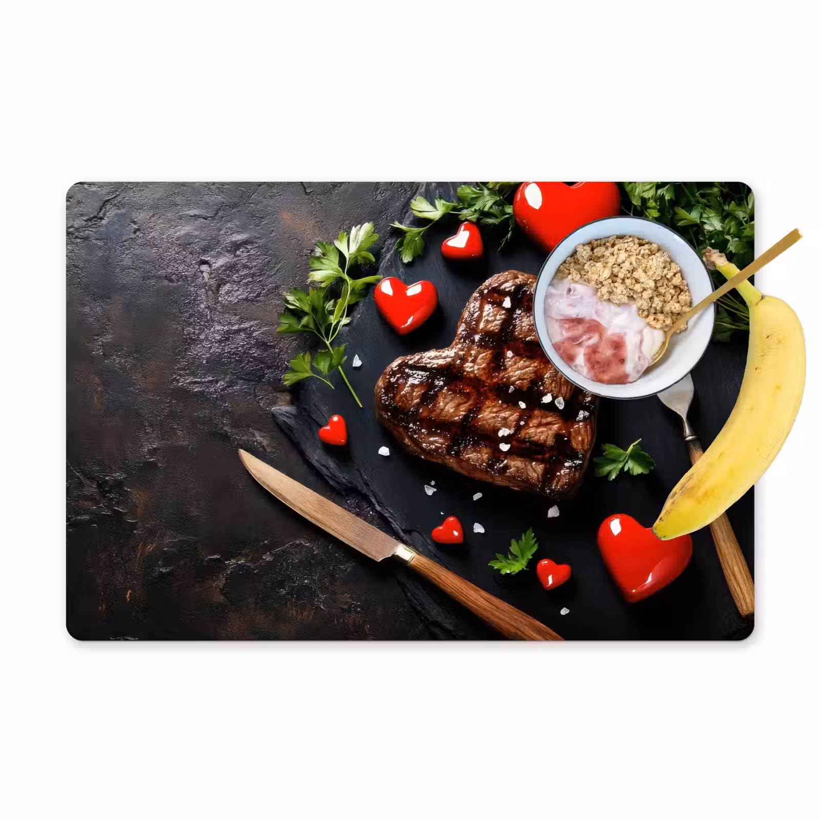 Placemat - 6 stuks - Steak - Hart - Bestek — 1