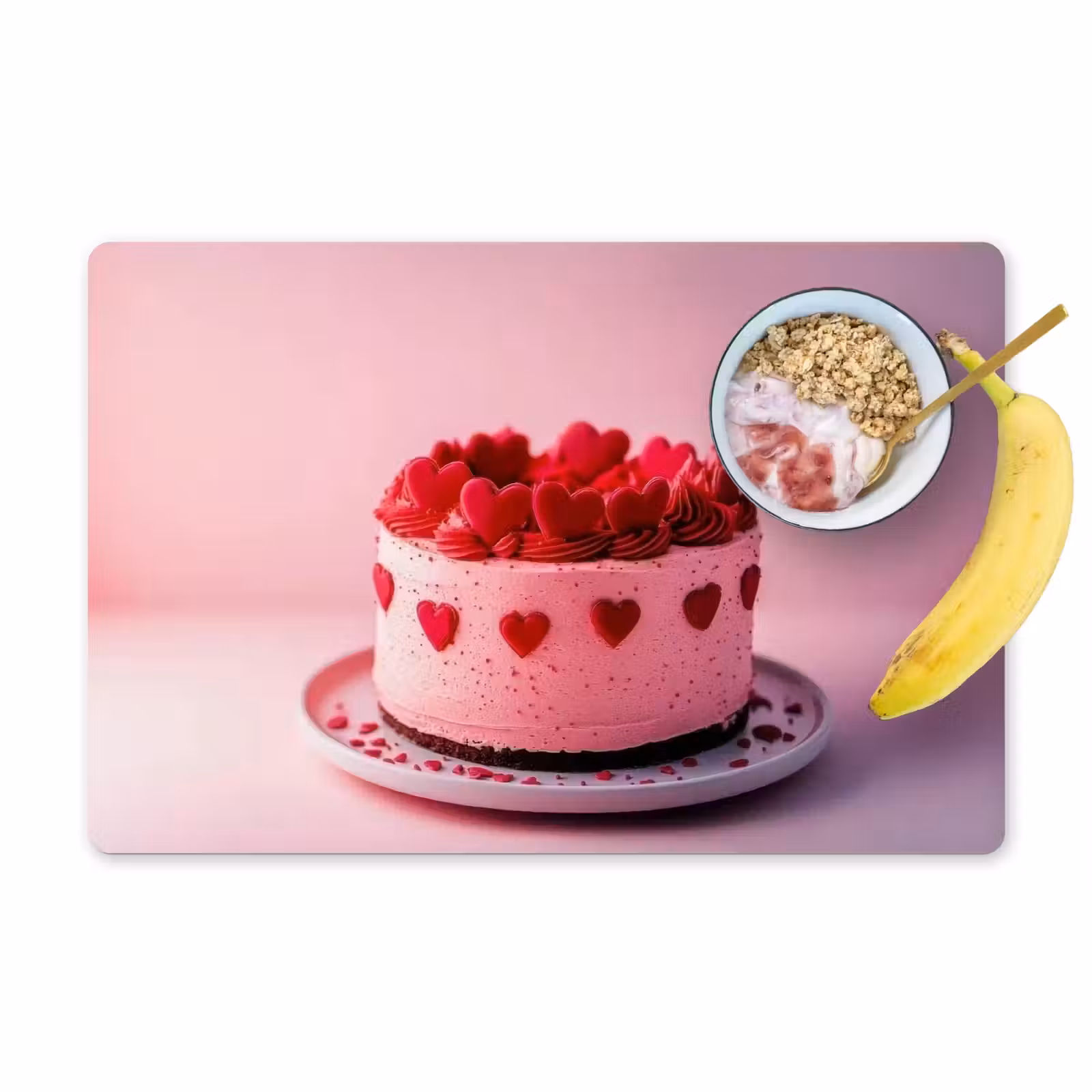 Placemat - 6 stuks - Taart - Hart - Roze — 1