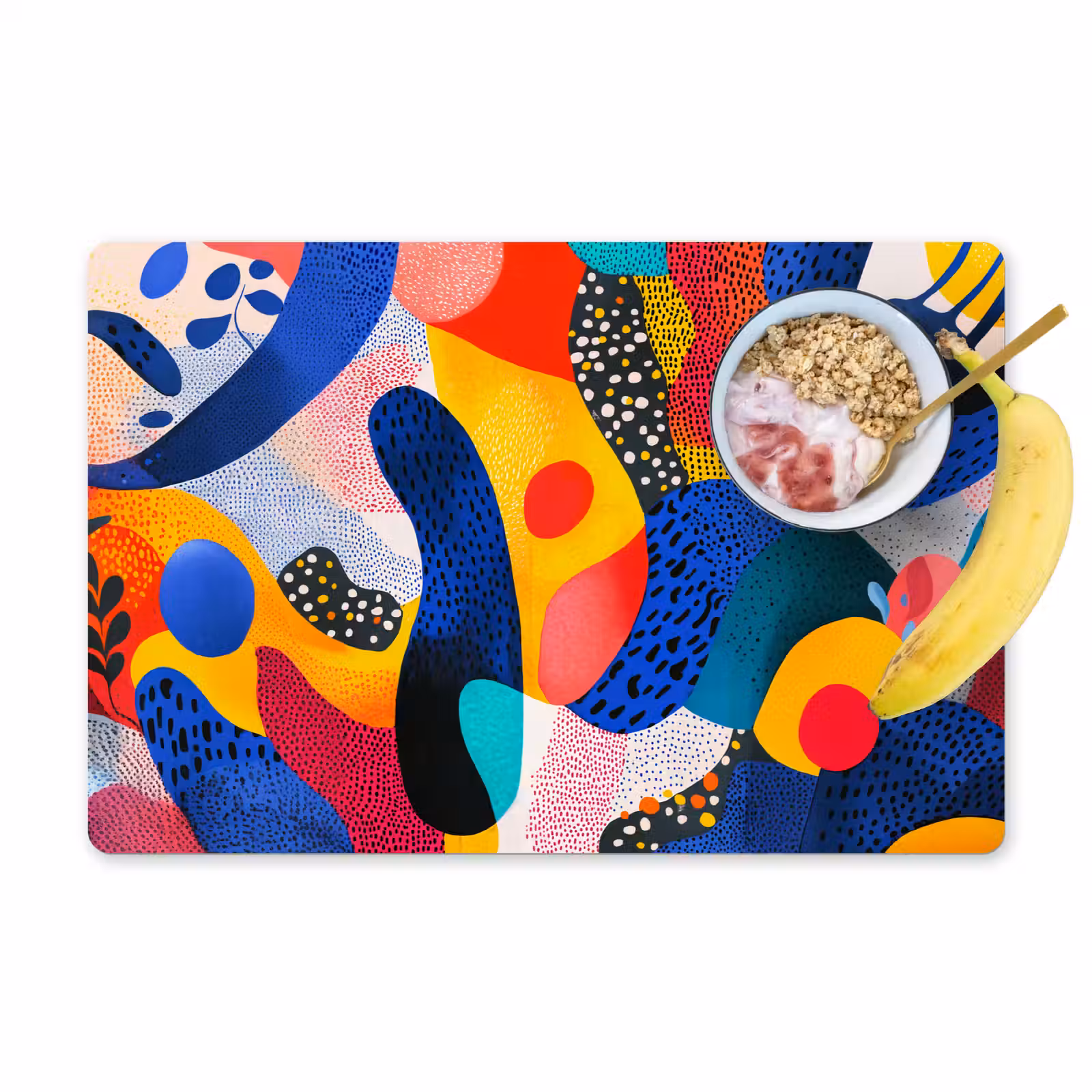 Placemat - 6 stuks - Vormen - Abstract - Stippels - Blauw — 1
