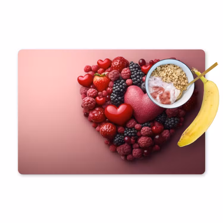 Placemat - 6 stuks - Fruit - Hartjes - Aardbeien - Frambozen - Bosbessen — 1