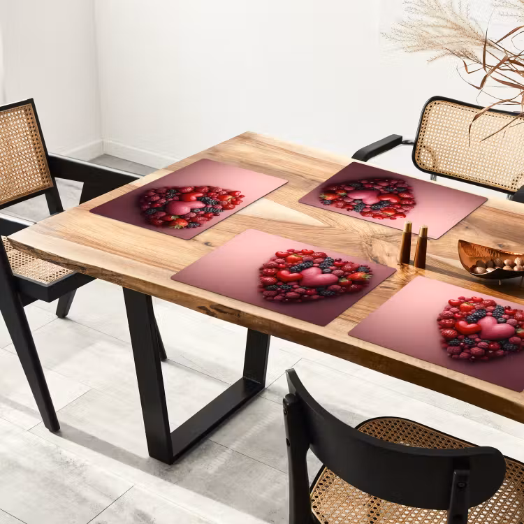 Placemat - 6 stuks - Fruit - Hartjes - Aardbeien - Frambozen - Bosbessen — 5