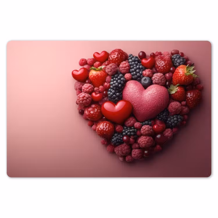 Placemat - 6 stuks - Fruit - Hartjes - Aardbeien - Frambozen - Bosbessen — 7