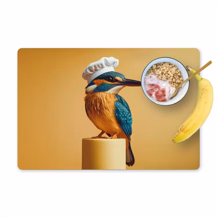 Placemat - 6 stuks - Ijsvogel - Pilaar - Koksmuts - Vogel — 1