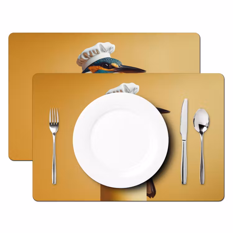 Placemat - 6 stuks - Ijsvogel - Pilaar - Koksmuts - Vogel — 2