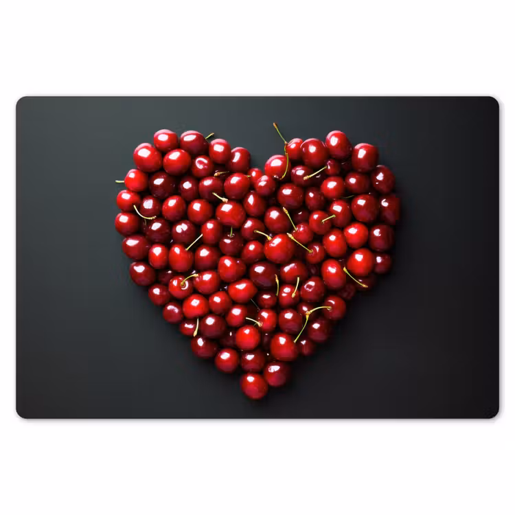 Placemat - 6 stuks - Kersen - Hart - Rood - Zwart — 7