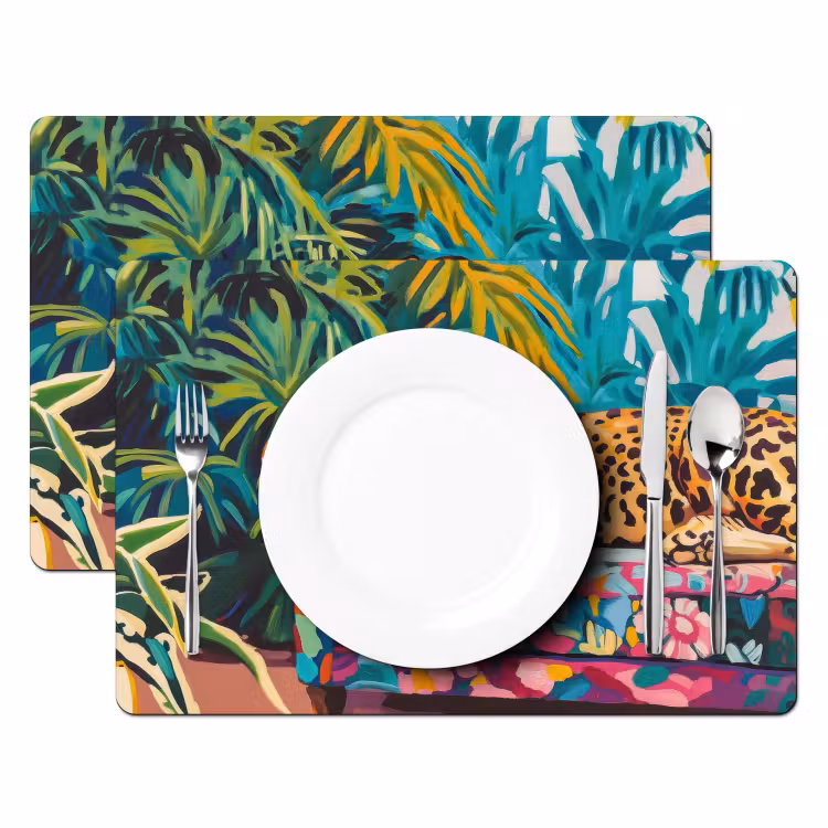 Placemat - 6 stuks - Luipaard - Kleurrijk - Tropisch — 2