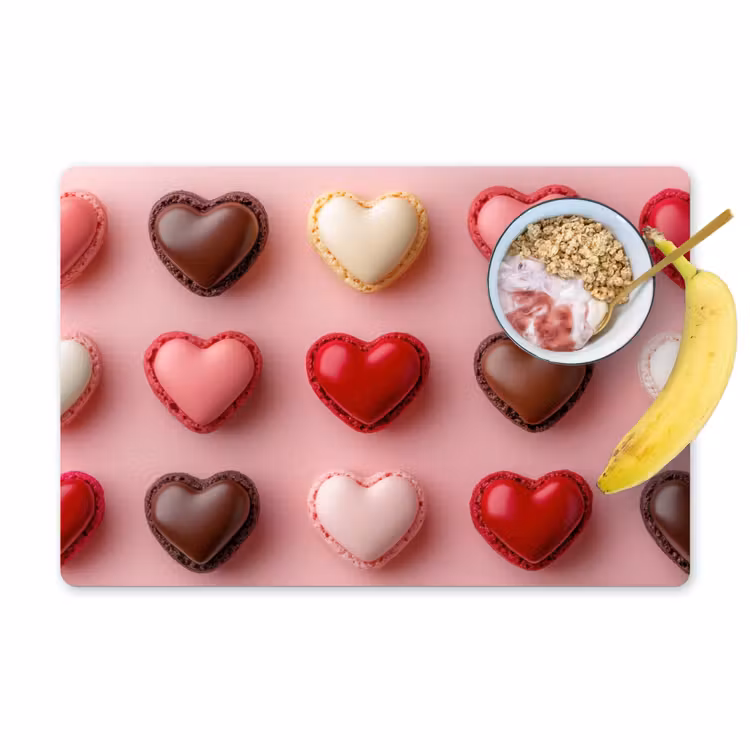 Placemat - 6 stuks - Macarons - Hartjes - Kleurrijk - Roze — 1
