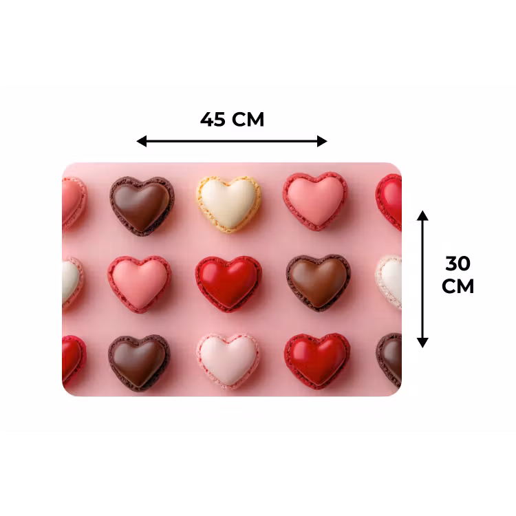 Placemat - 6 stuks - Macarons - Hartjes - Kleurrijk - Roze — 3