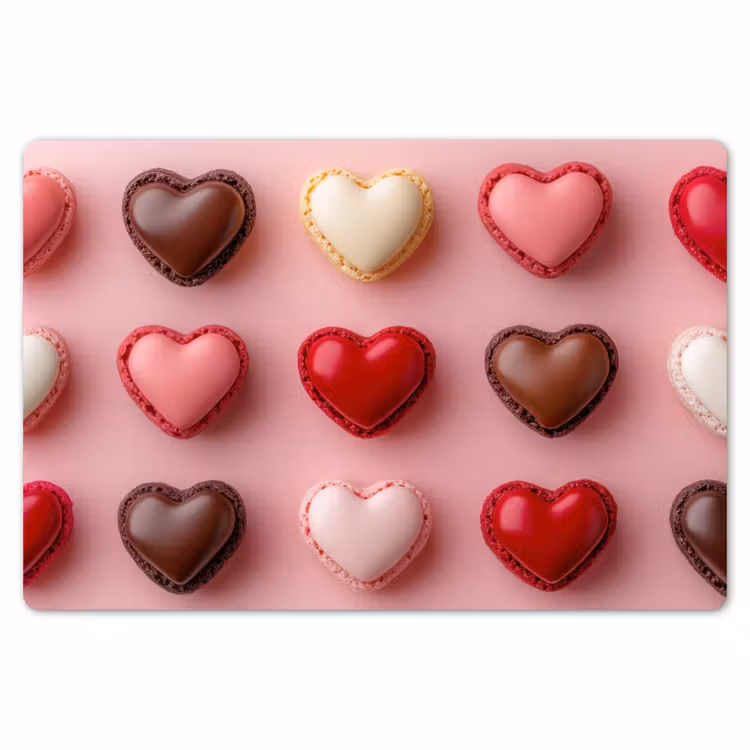 Placemat - 6 stuks - Macarons - Hartjes - Kleurrijk - Roze — 7