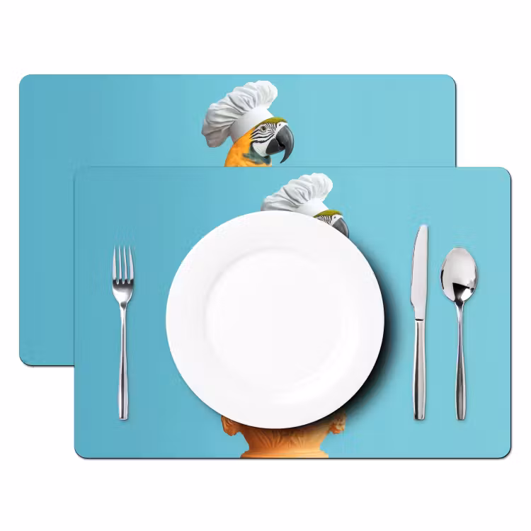 Placemat - 6 stuks - Papegaai - Koksmuts - Grappig - Vogel — 2