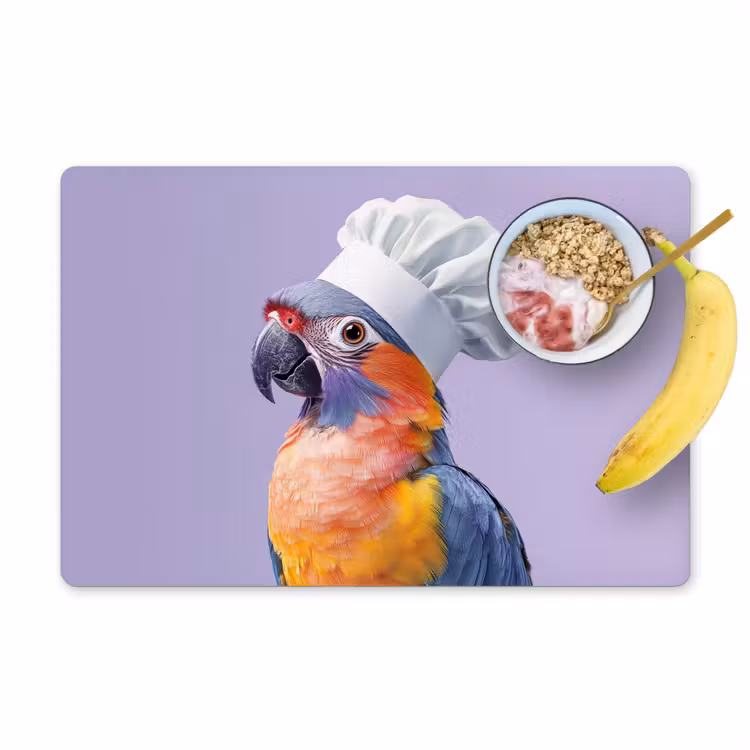 Placemat - 6 stuks - Papegaai - Koksmuts - Paars - Cute — 1