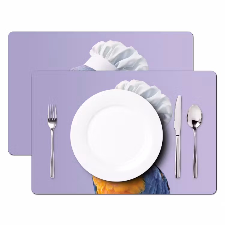 Placemat - 6 stuks - Papegaai - Koksmuts - Paars - Cute — 2