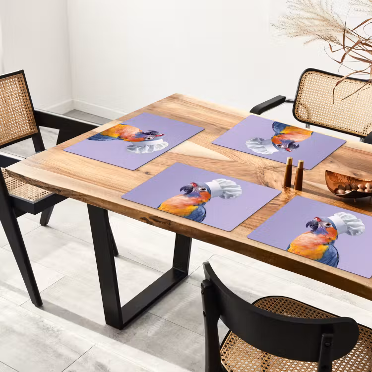 Placemat - 6 stuks - Papegaai - Koksmuts - Paars - Cute — 5